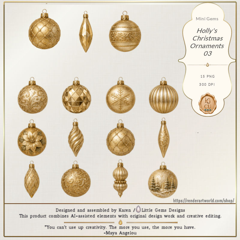 (image for) Mini Gems | CU | Holly | Holly's Christmas Ornaments 03